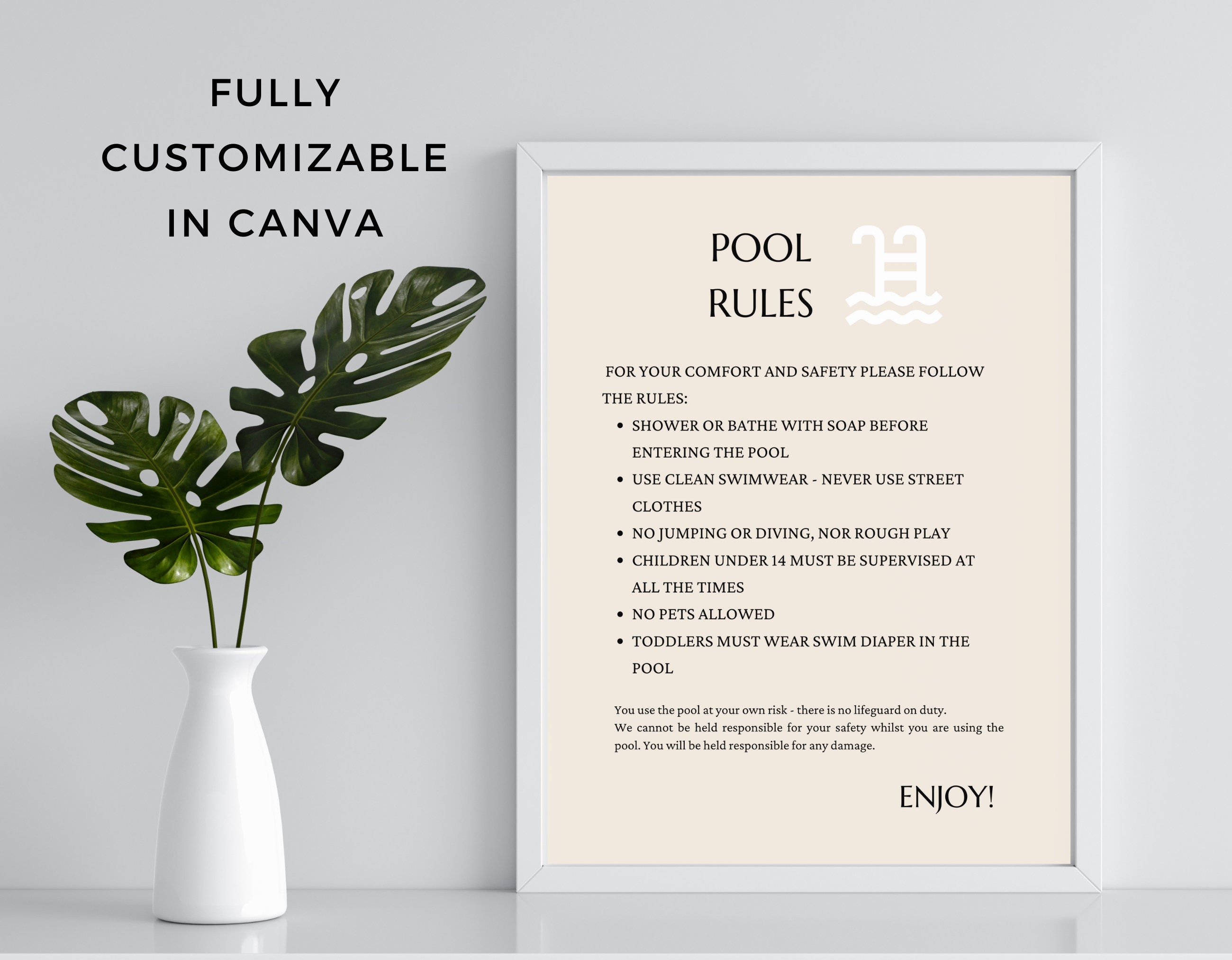 Hot Tub Rules Sign Pool Rules Template Editable Poster Etsy