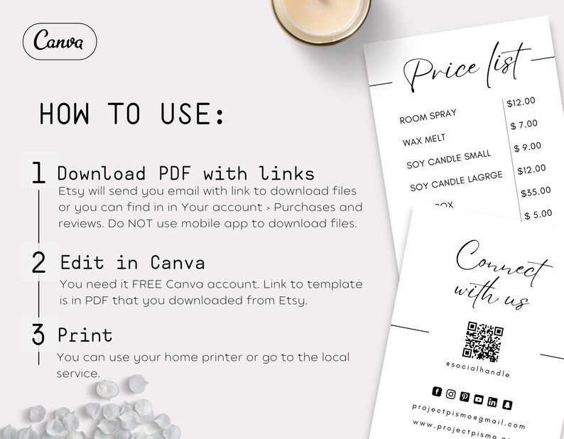 Craft Show Price List and Scan to Pay signs, Editable templates, Local Market Vendor Signs, Craft fair QR code poster, Farmers market booth image 9