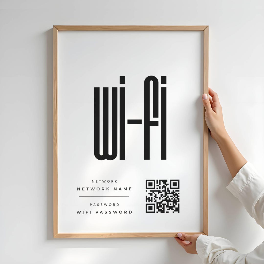 Wifi Qr Code for Airbnb, Editable Canva Template, Wifi Password Sign Qr ...