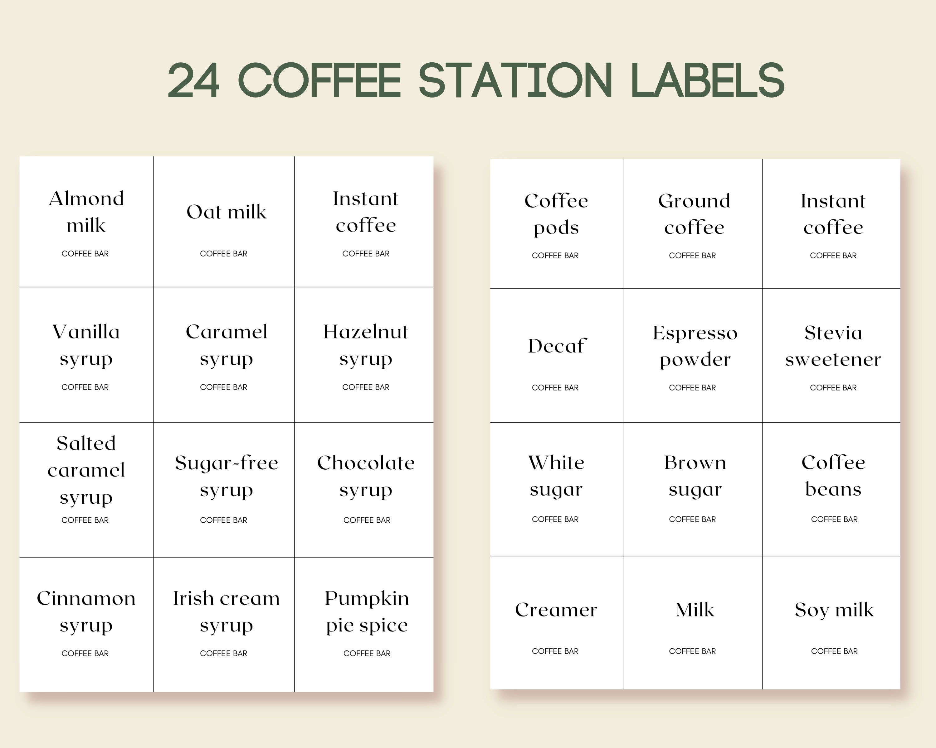  Coffee Bar Essentials Coffee Labels Stickers - 72 Coffee Syrup  Labels Coffee Station Organizer - Coffee Labels for Coffee Bar Accessories  Gifts Coffee Bar Organizer Coffee Essentials : Office Products