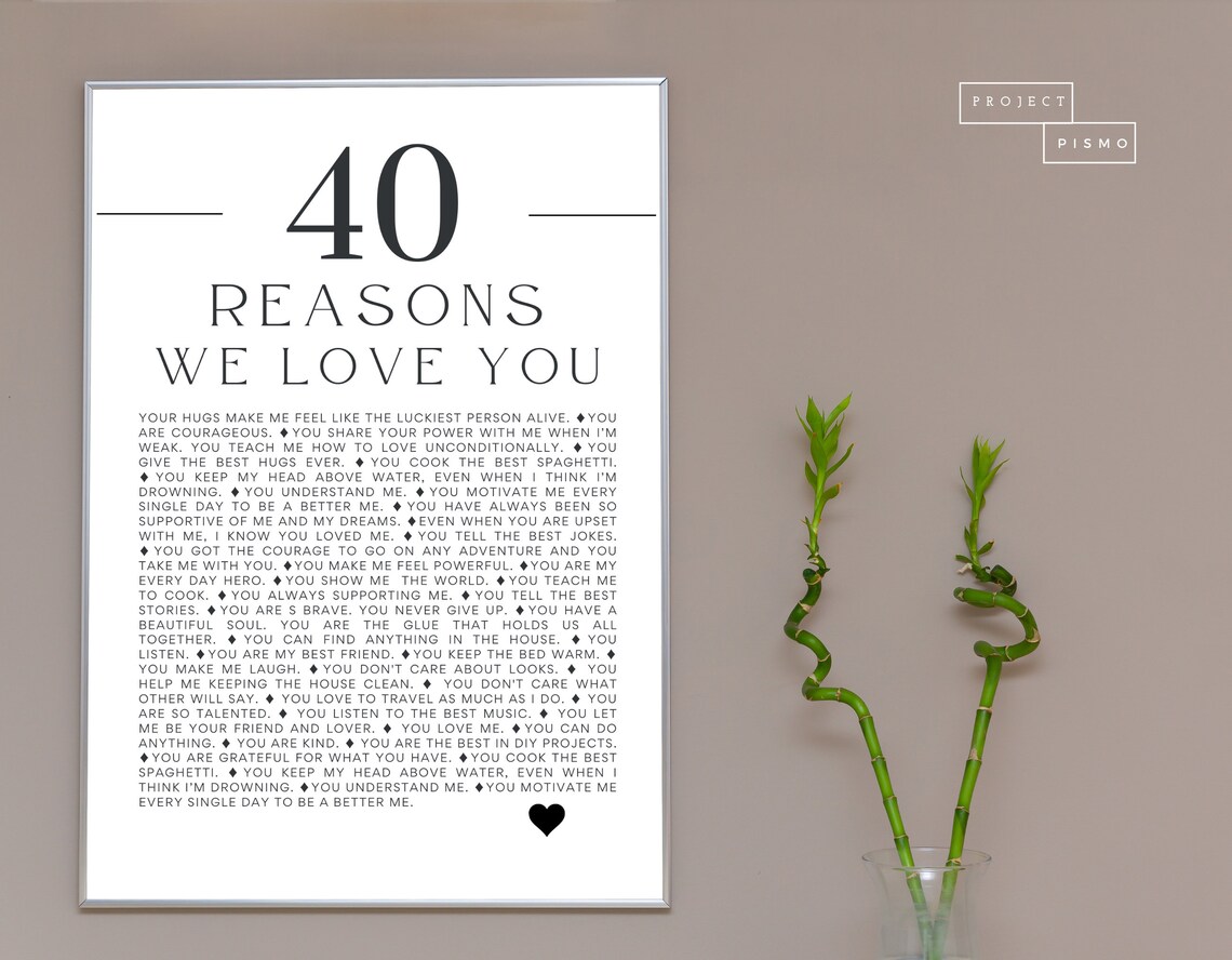 40 Reasons We Love You 60 Reasons Why I Love You Printable - Etsy