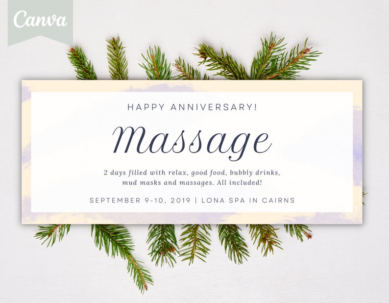 Massage Gift Certificate INSTANT DOWNLOAD EDITABLE Template Etsy