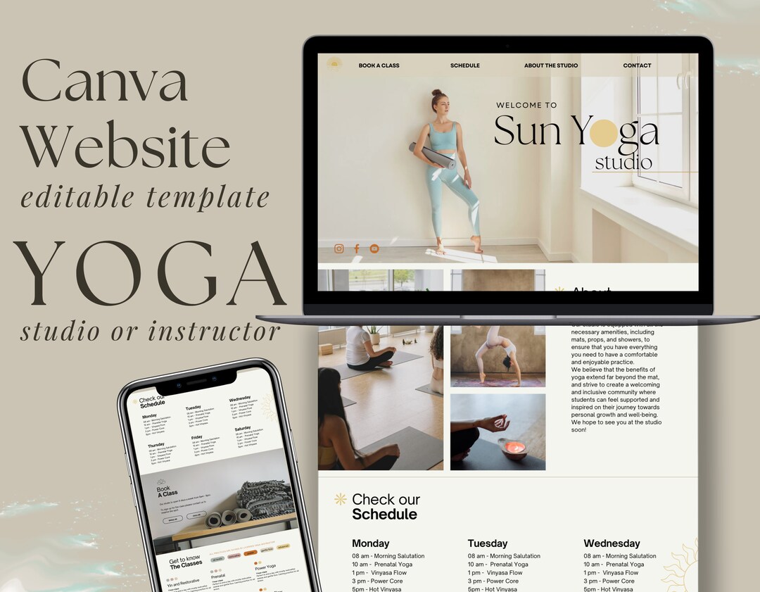 Yoga Instructor Website Template: Editable Canva Landing Page (no Code ...
