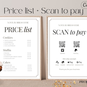 Bakery Price List & Scan to Pay Sign Template (Editable Canva)