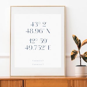 Minimalistischer Koordinaten Druck, Positionsschild Geschenk für neuen Hausbesitzer, benutzerdefiniertes GPS druckbares Poster, Adresse Wandkunst Dekor, Geschenk für Paar