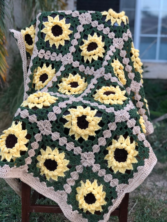 Sunflower free crochet pattern beginner level afghan - hsmonitor