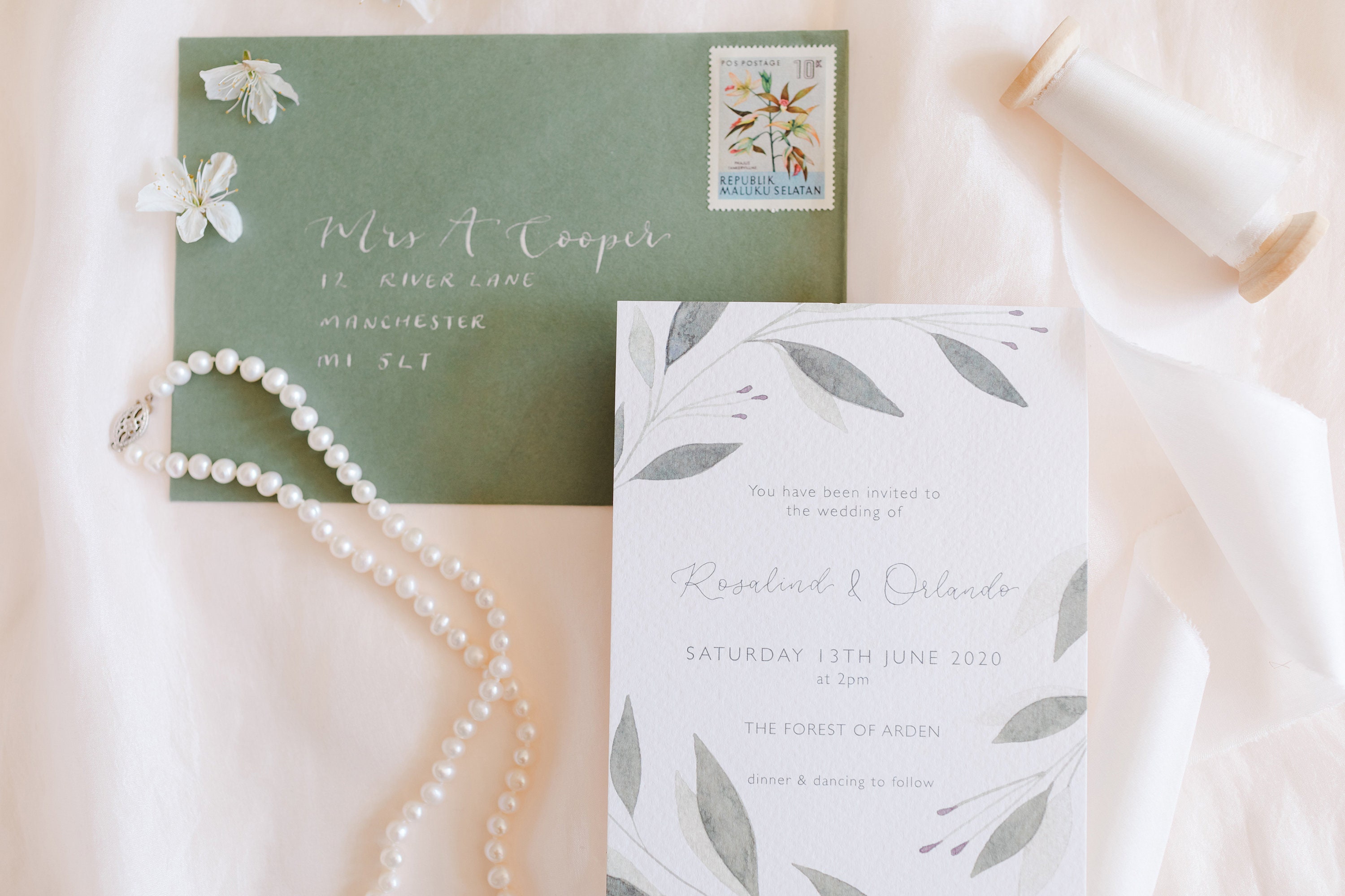 Watercolour Botanical Wedding Invitation Suite // Custom Etsy