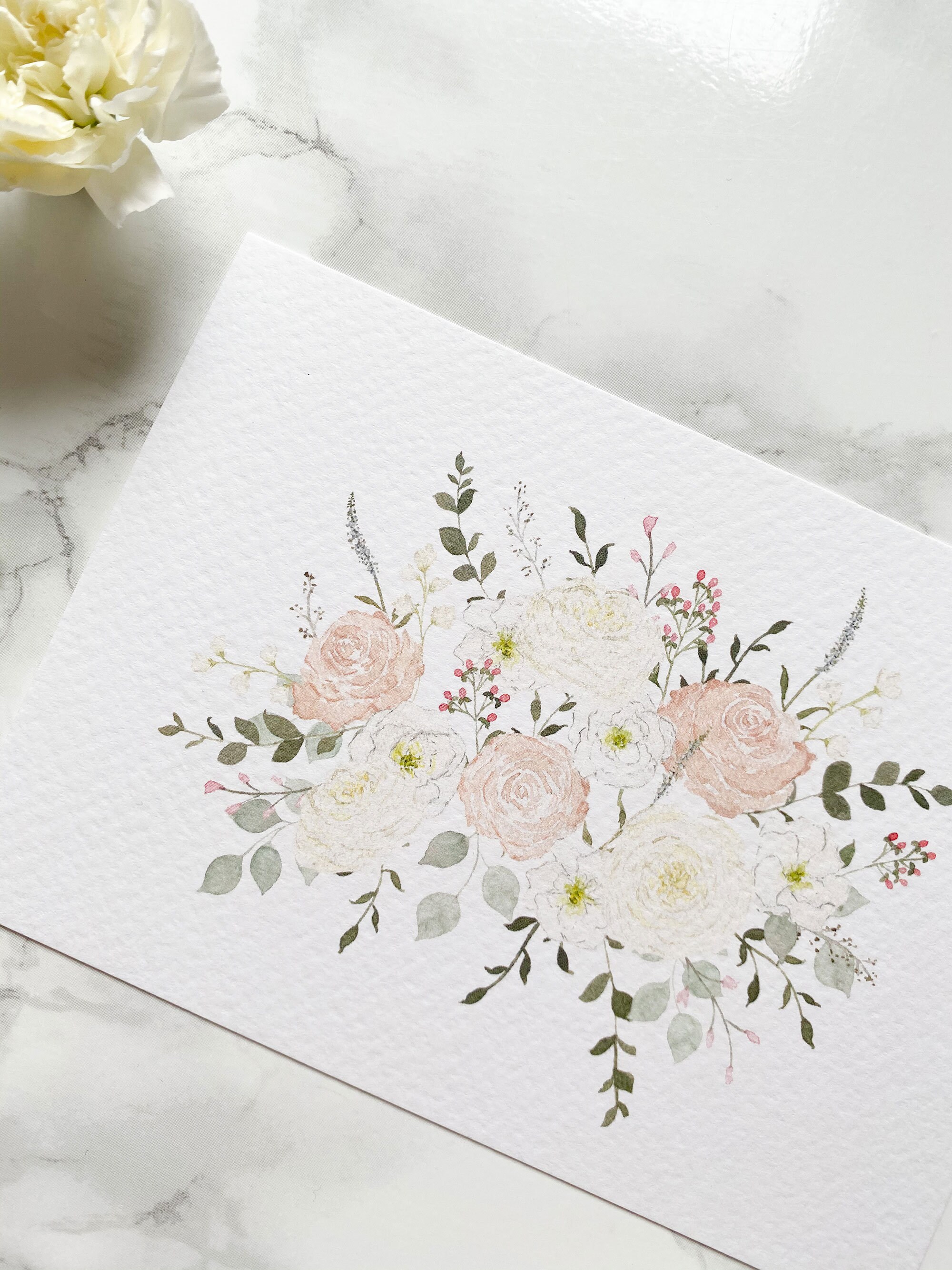 Floral Watercolour Postcard A6 Pastel Colours Flower Etsy UK