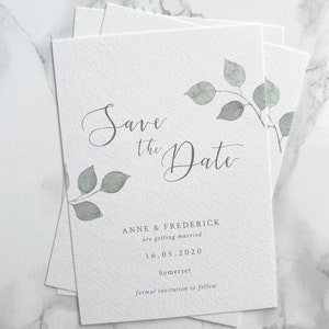 Eucalyptus Save the Date / A6 / watercolour stationery / botanical / modern calligraphy / elegant / classic / pastel wedding / sample image 6