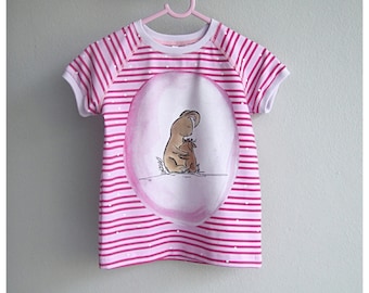 T - Shirt ,Gr. 104, Hasen, pink/flieder,gestreift,