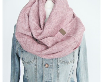 Loop, knitted fabric, double-face, old pink, mottled, winter loop