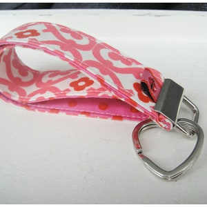 Schlüsselband,ornamental,pink/creme /Herz/Marienkäfer