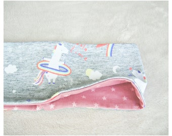 Headband, KU 51-53 cm, unicorn/rainbow, light grey mottled/coloured, reversible headband,