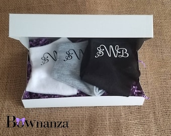 WOMEN MONOGRAM Sox Boutique Box | Great gift for Birthday| Graduation | Bridal Shower| Wedding Party (Bridesmaids, Maid of Honor)