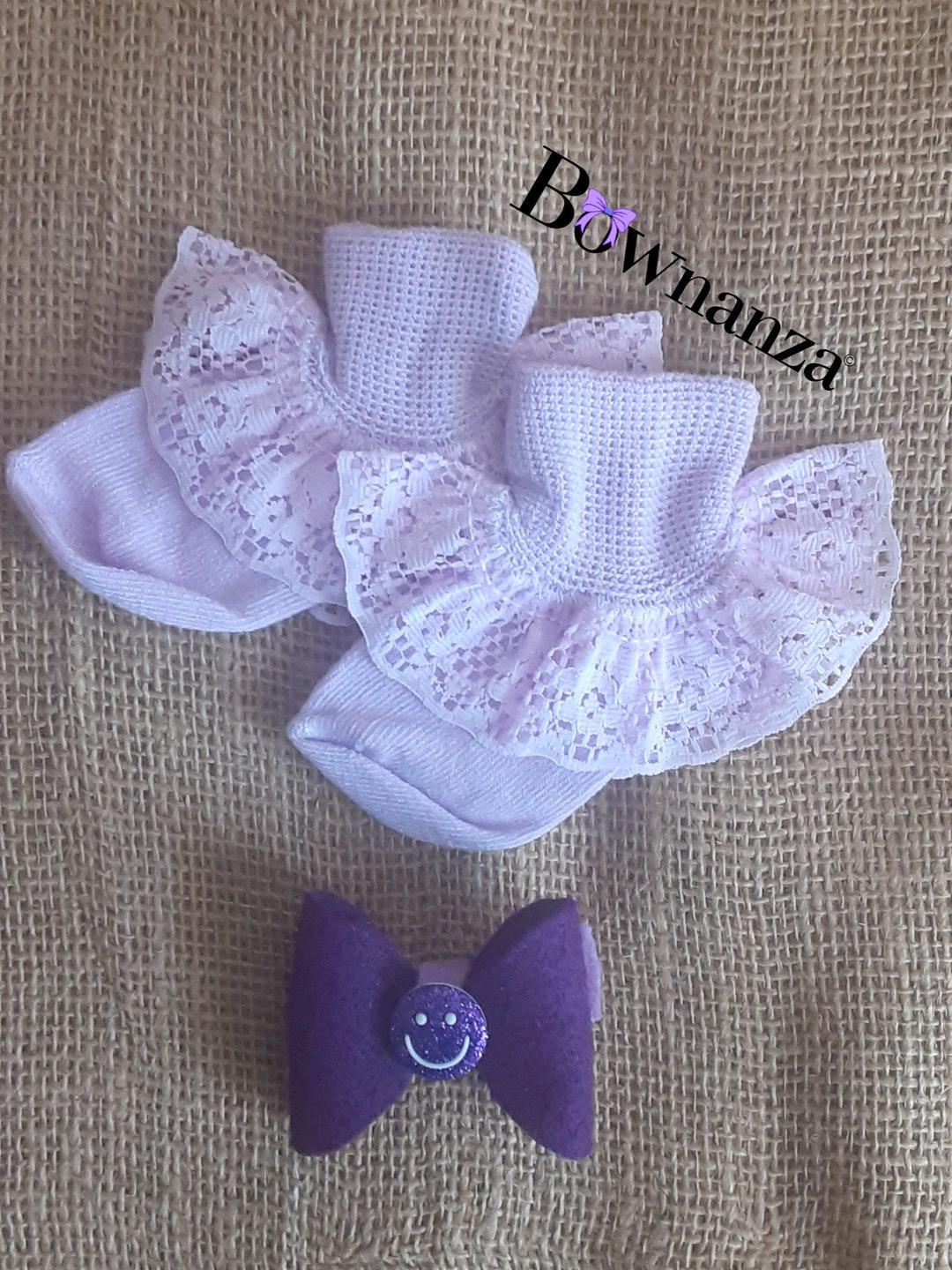NEW Christening Baptism Wedding Lavender Girl's Cotton Lace Cuffed Sock NEWBORN & Kids Sock With
