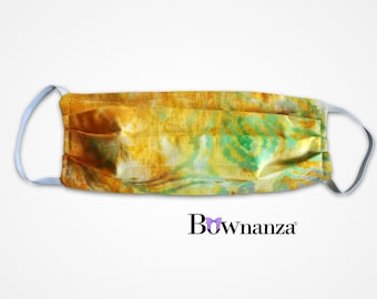 YELLOW BATIK | Adult Fabric Face Mask w/Sewn in Filter | 100% Cotton | Washable & Reusable | Double Layer | Elastic Ear Loops