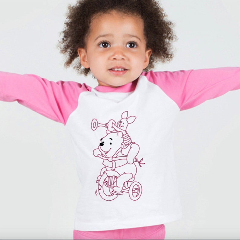 Winnie The Pooh Piglet Bicycle Kids Children/'s Baby Cartoon Character Classic Retro Machine Embroidery Design Digital Download Hoop 7x5in