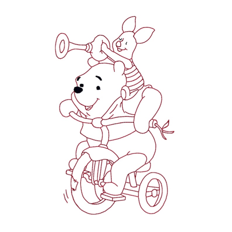 Winnie The Pooh Piglet Bicycle Kids Children/'s Baby Cartoon Character Classic Retro Machine Embroidery Design Digital Download Hoop 7x5in