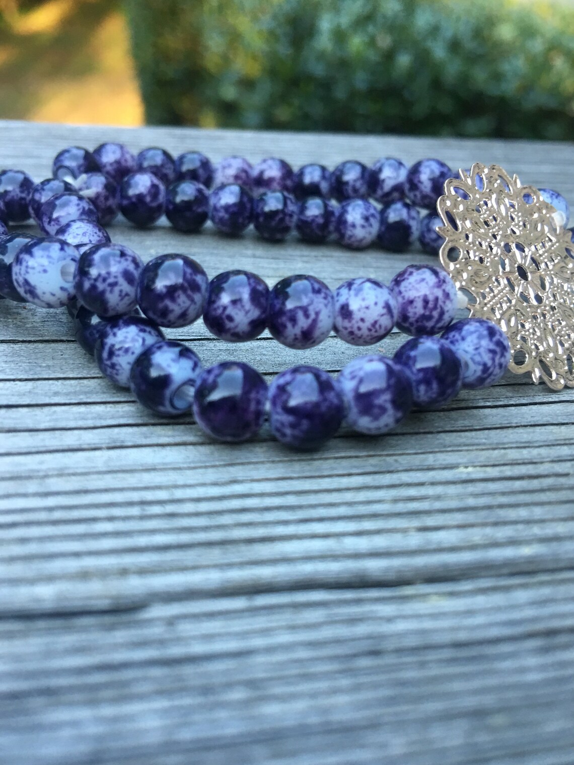 Purple and rose gold bracelet Etsy