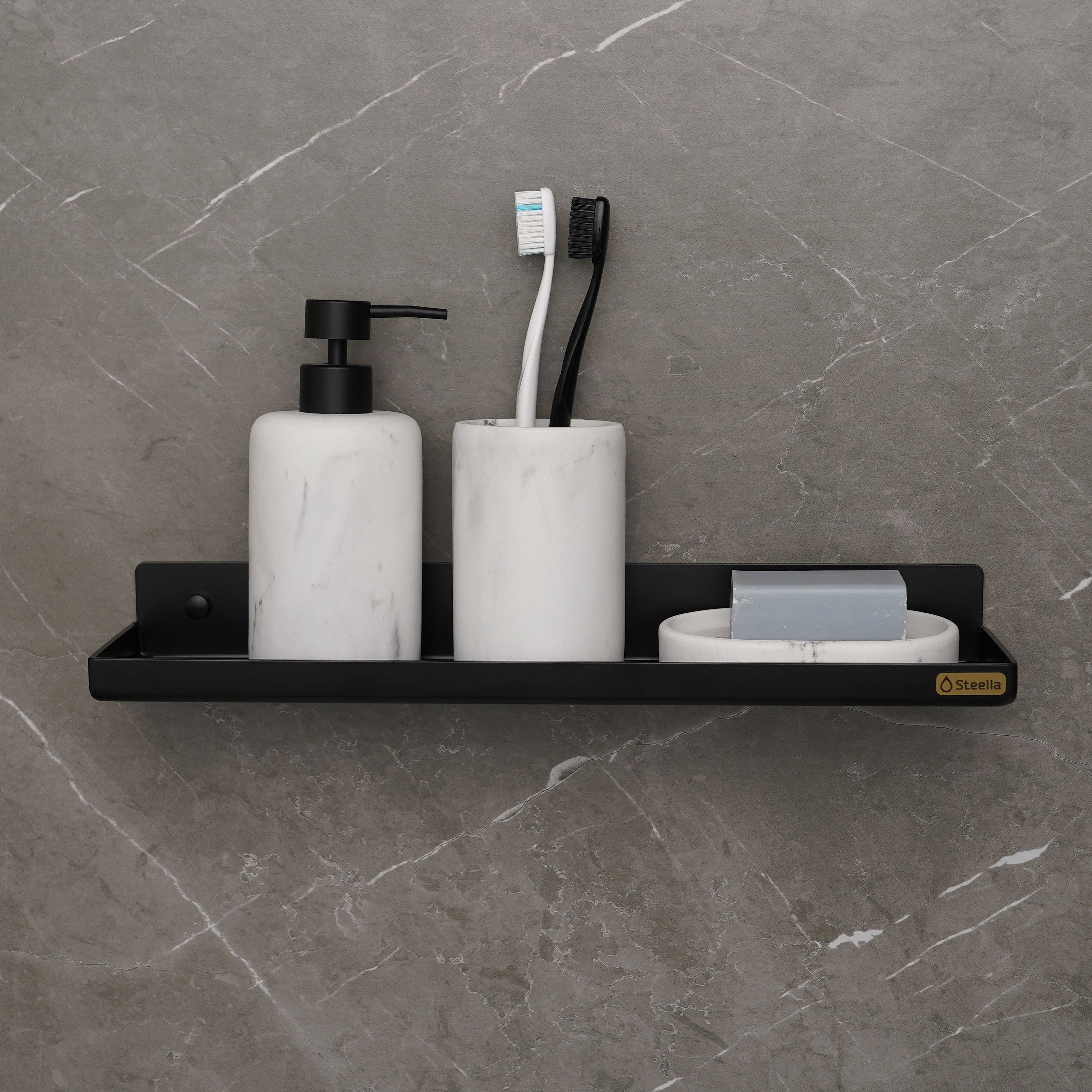 Modern black shower shelf ISLA 30 cm, mensola doccia, Duschregal 70cm, Regal aus Metall