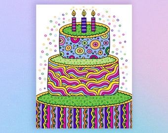 Birthday Cake Card - Happy Birthday - Cake Card