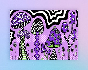 Mushroom Notecard - Blank Inside - Trippy - Psychedelic