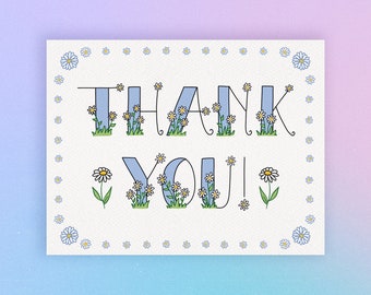 Daisy Thank You Card - Blank Inside