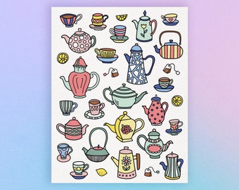 Have a Tea-riffic Birthday Card - Teapots - Tea Lover