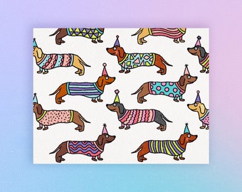 Dachshund Birthday Card - Hot Dog! It's your birthday!