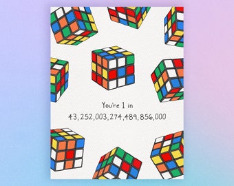 Rubik's Cube Card - Birthday Card - Anniversary Card - Boyfriend - Girlfriend - Blank