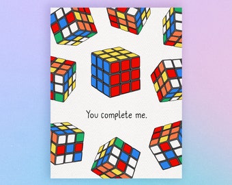 Rubik's Cube Card - You Complete Me - Anniversary - Valentine - Girlfriend - Boyfriend - Blank