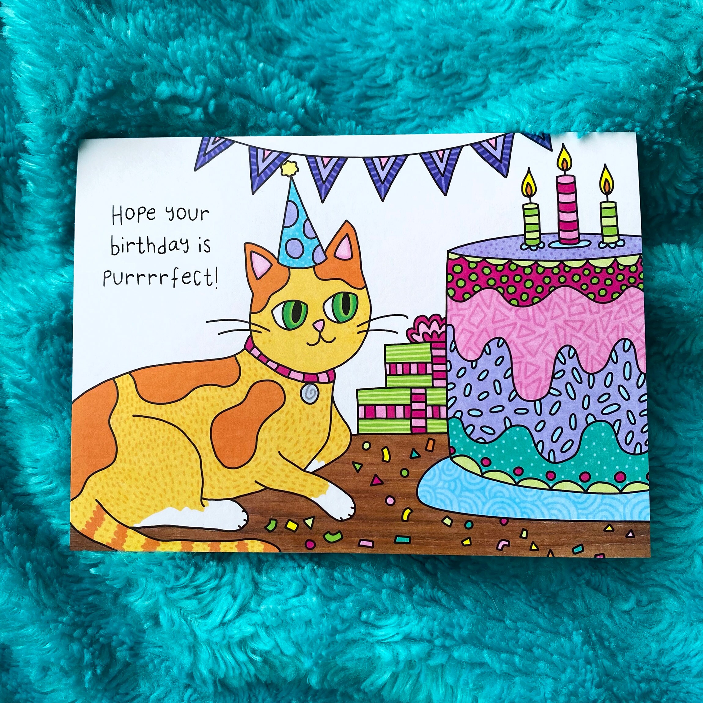 Orange Cat Birthday Card Happy Birthday Cake - Etsy