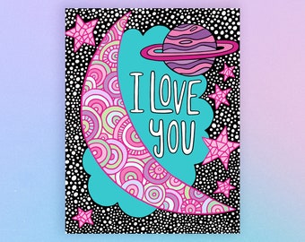 I Love You to the Moon Card - Anniversary - Boyfriend - Girlfriend