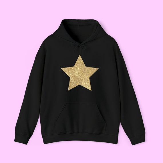 Gold Star Hoodie Gold Star Sweatshirt Glitter Star Sweatshirt Gold Glitter Star Hoodie Sparkle Star Sweatshirt Sparkly Star Hoodie Etsy