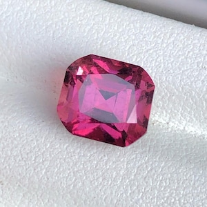 Deep Pink Tourmaline Gemstone: 4 Carat Emerald Cut, October Birthstone