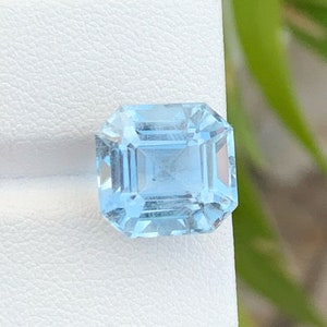 Santa Maria Blue Aquamarine Cut Stone, Brazilian Loose Aquamarine Gemstone, VVS Faceted Aquamarine Square Shape Gemstone For Jewelry,8.85 CT
