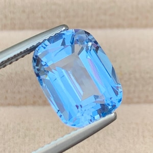 Santa Maria Blue Aquamarine Cut Stone, Brazilian Loose Aquamarine Gemstone, VVS Faceted Aquamarine cushion Shape Gemstone For Jewelry,4.50CT