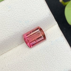 Pink Tourmaline Gemstone: Emerald Cut, Loose Stone, 1.35 CTS