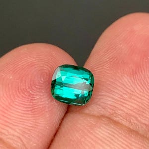 Neon Blue Lagoon Tourmaline Stone: 1.27 CT Cushion Cut Gemstone