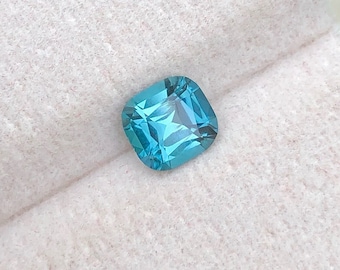 Lagoon Blue Tourmaline Gemstone: 0.80 CT Cushion Cut, Afghanistan
