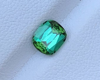 1.40 CT Bluish Green Tourmaline Gemstone: Long Cushion Cut