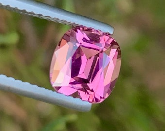 Faceted Pink Tourmaline Stone: 1.90 CT Cushion Cut Gemstone