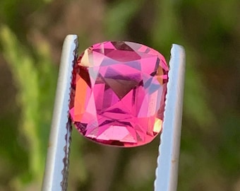 2.25 CT Deep Pink Tourmaline Gemstone: Cushion Cut, Afghanistan Origin