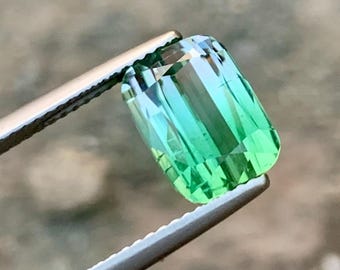 Tourmaline naturelle vert bleuâtre : taille coussin, 4,70 carats