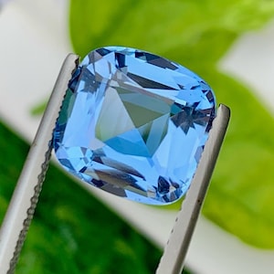 Santa Maria Loose Aquamarine Gemstone For Jewelry Making, Faceted Aquamarine Stone From Brazil, Cushion Cut Genuine Aquamarine, 5.60 CT