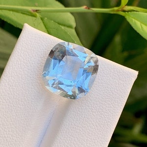Santa Maria Aquamarine Gemstone: 10.45 CT Cushion Cut, Brazil