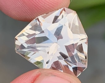 Faceted Yellow Topaz Gemstone: 22.35 CT Triangular Cut, November Birthstone