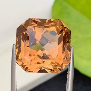 Natural Topaz Gemstone, Asscher Cut, Orange Color, Ring and Jewelry Size Topaz Gemstone ~ 15.15 Carats