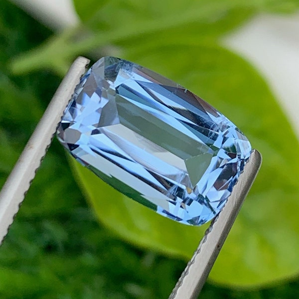 Natural Santa Maria Aquamarine Gemstone, cushion Shape Aquamarine Cut Stone For Jewelry Making, Deep Blue Eye Clean Aquamarine, 5.40 CT