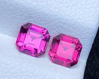 Paire de grenats de Malaisie 1,25 ct de coupe Asscher – Couleur rose pêche éclatante